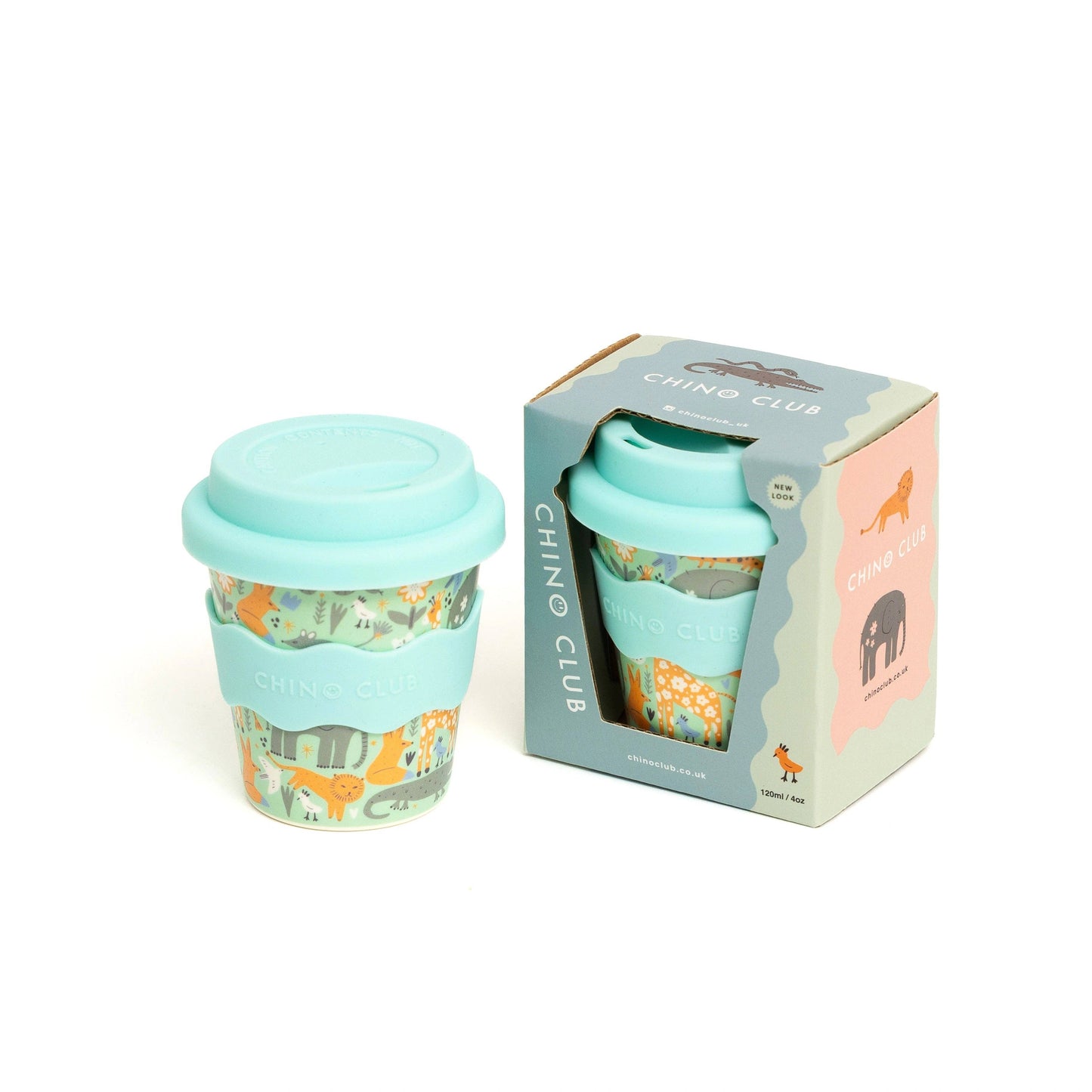 Wild Animal Babychino Cup with Silicone Lid 120ml Eco-Friendly Gift Box
