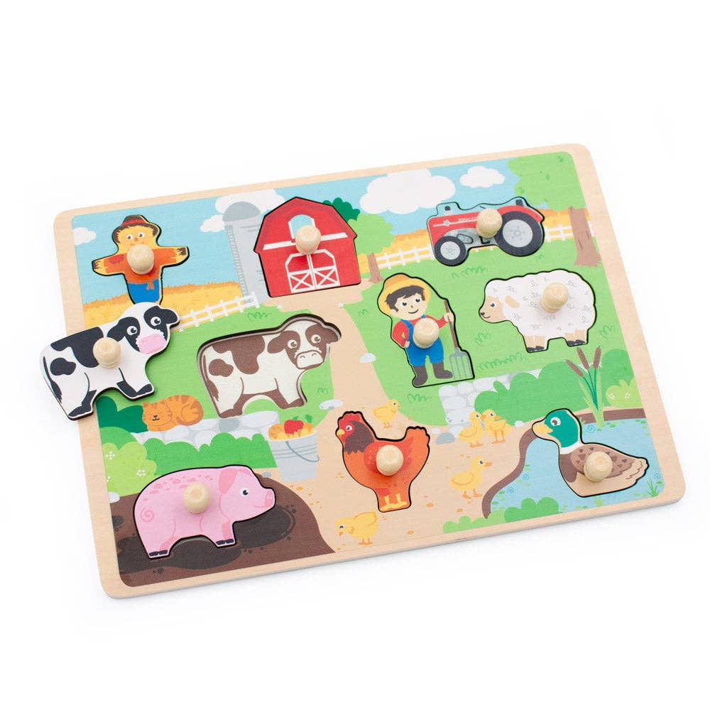 Jumini Farm Wooden Peg Puzzle for Toddlers – Early Learning & Imaginative Play