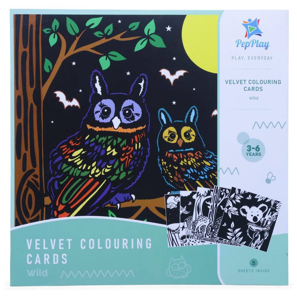 Premium Velvet Colouring Cards for Kids - Set of 5 Wild Themes