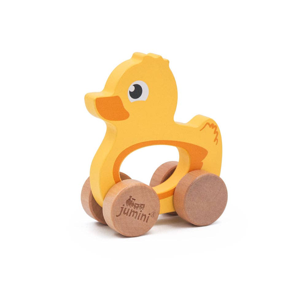 Jumini Push Along Friend Duck Wooden Toy for Toddlers UK