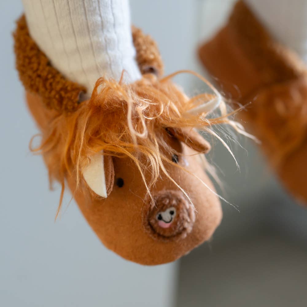 Highland Cow Baby Slippers Cosy Anti Slip Shoes for 6 to 18 Months
