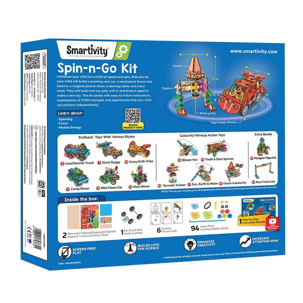 Spin-n-Go Kit : Spinning and Racing Construction Set for Kids, STEM Learning