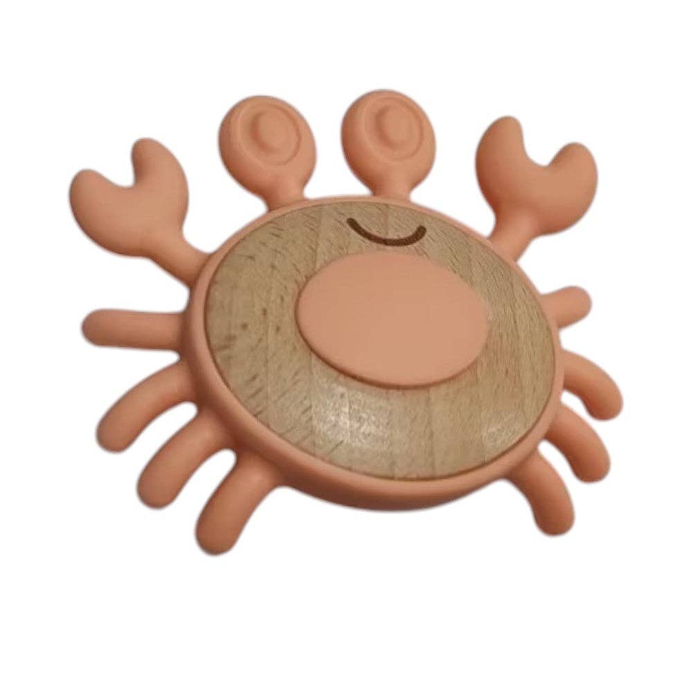 Jumini Crab Baby Teether - Silicone & Sustainable Wood Toy for Newborns