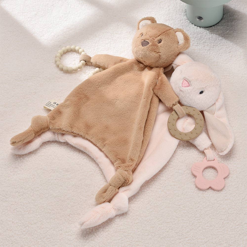 Soft Baby Comforter with Silicone Teether Rabbit – Newborn Soothing Toy