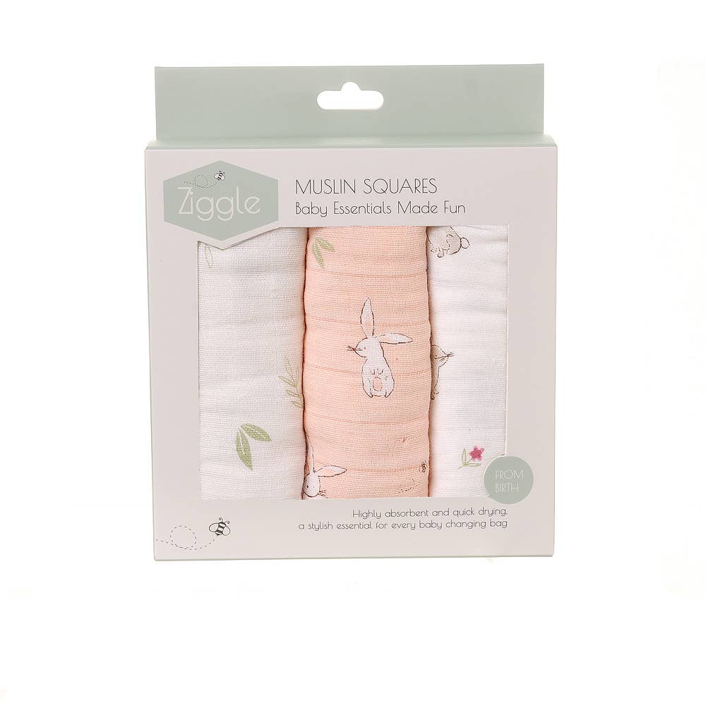 Soft Cotton Baby Muslin Cloth in Cute Bunny Prints