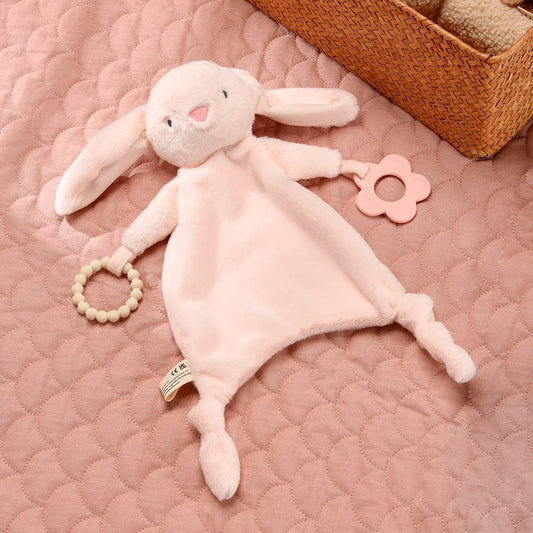 Soft Baby Comforter with Silicone Teether Rabbit – Newborn Soothing Toy