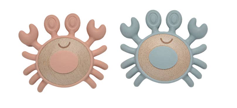 Jumini Crab Baby Teether - Silicone & Sustainable Wood Toy for Newborns