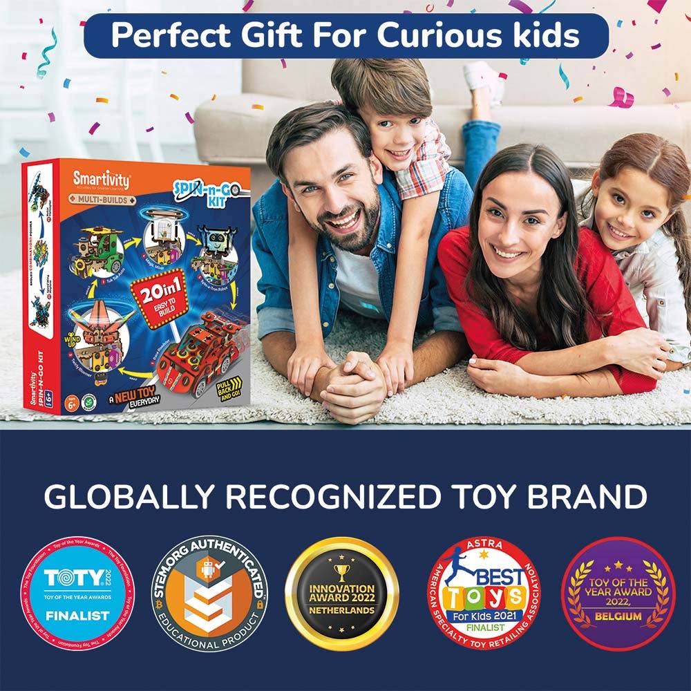 Spin-n-Go Kit : Spinning and Racing Construction Set for Kids, STEM Learning
