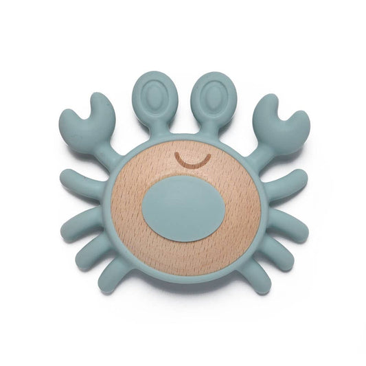 Jumini Crab Baby Teether - Silicone & Sustainable Wood Toy for Newborns