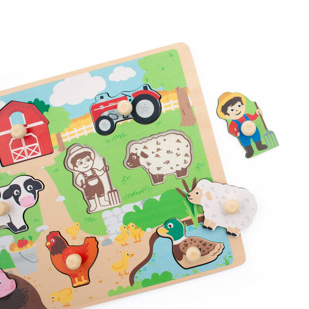 Jumini Farm Wooden Peg Puzzle for Toddlers – Early Learning & Imaginative Play