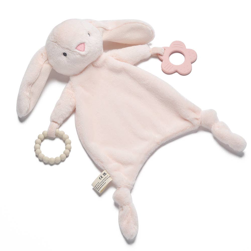 Soft Baby Comforter with Silicone Teether Rabbit – Newborn Soothing Toy