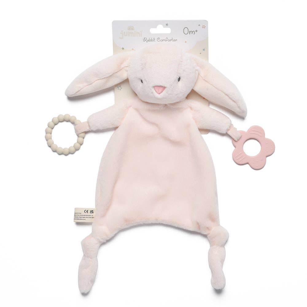 Soft Baby Comforter with Silicone Teether Rabbit – Newborn Soothing Toy