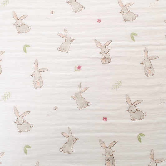Soft Cotton Baby Muslin Cloths in Cute Bunny Prints