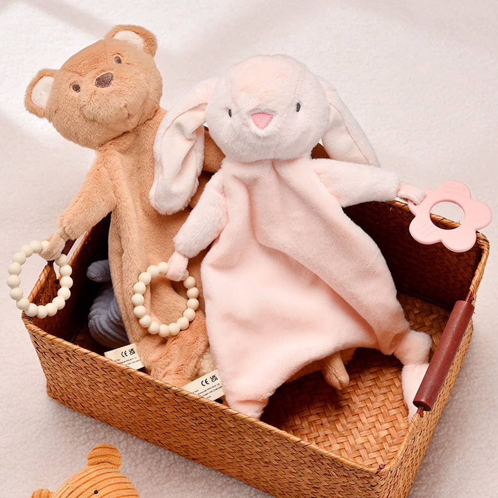 Soft Baby Comforter with Silicone Teether Rabbit – Newborn Soothing Toy