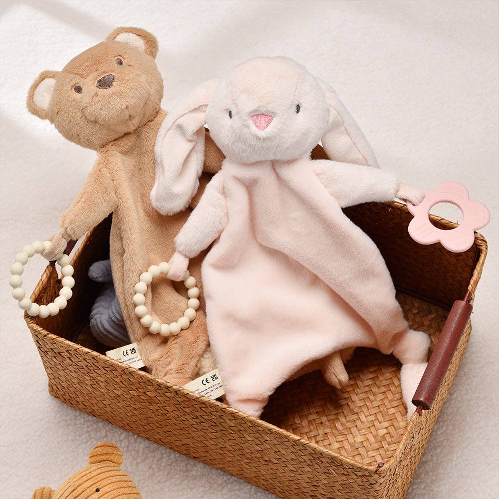 Soft Baby Comforter with Silicone Teether Rabbit – Newborn Soothing Toy