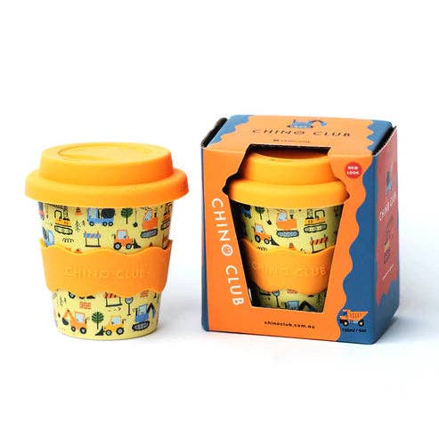 Digger Babychino Cup 120ml with Silicone Lid and Grip Band Eco-Friendly Gift Box