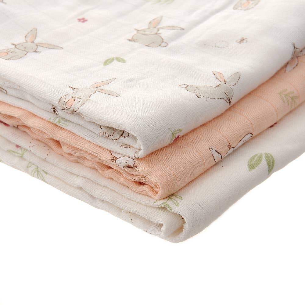 Soft Cotton Baby Muslin Cloth in Cute Bunny Prints