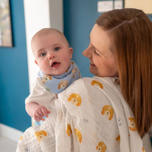 Cockapoo Puppy Baby Blue Bandana Bib for Babies and Toddlers