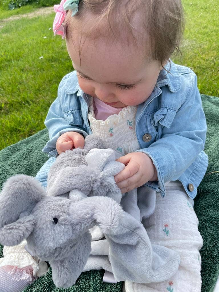 Grey Elephant Baby Comforter - Soft Plush Security Blanket