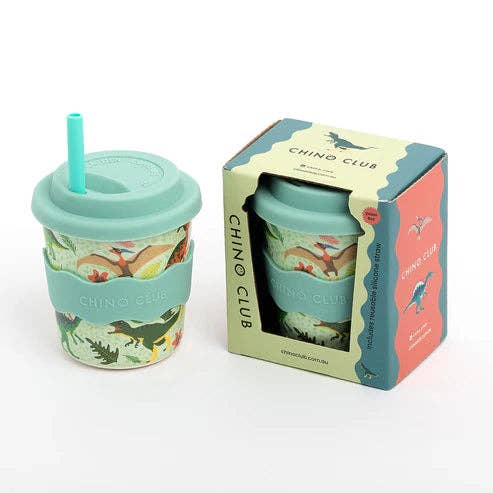 Dinosaur Adventure Kids Cup with Silicone Lid and Straw 240ml Eco-Friendly Gift Box