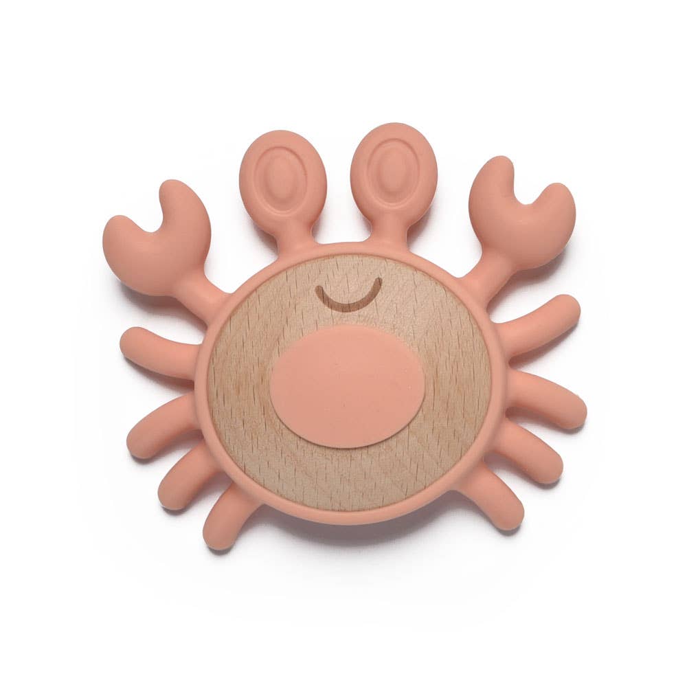 Jumini Crab Baby Teether - Silicone & Sustainable Wood Toy for Newborns