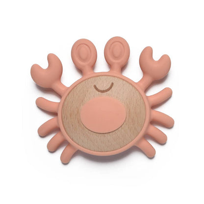 Jumini Crab Baby Teether - Silicone & Sustainable Wood Toy for Newborns