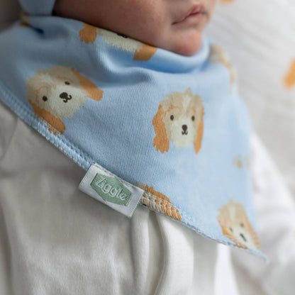 Cockapoo Puppy Baby Blue Bandana Bib for Babies and Toddlers