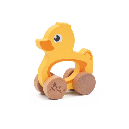 Jumini Push Along Friend Duck Wooden Toy for Toddlers UK