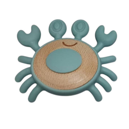 Jumini Crab Baby Teether - Silicone & Sustainable Wood Toy for Newborns