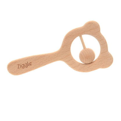 Natural Wooden Baby Rattle with Soft Silicone Teething Beads