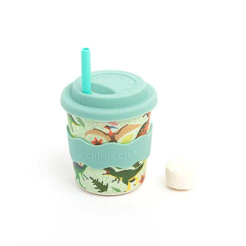 Dinosaur Adventure Kids Cup with Silicone Lid and Straw 240ml Eco-Friendly Gift Box