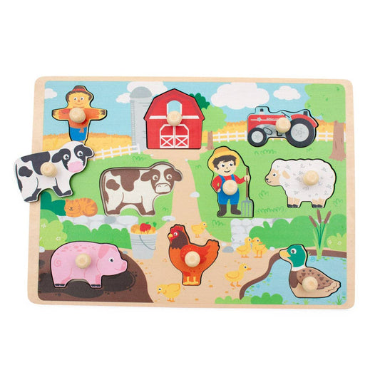Jumini Farm Wooden Peg Puzzle for Toddlers – Early Learning & Imaginative Play