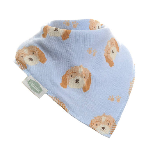 Cockapoo Puppy Baby Blue Bandana Bib for Babies and Toddlers