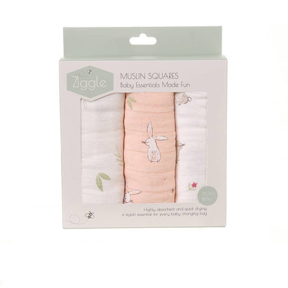 Soft Cotton Baby Muslin Cloth in Cute Bunny Prints
