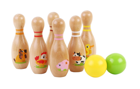 Wooden Farm Animal Skittles Set for Kids