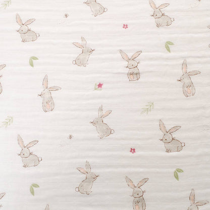 Soft Cotton Baby Muslin Cloths in Cute Bunny Prints