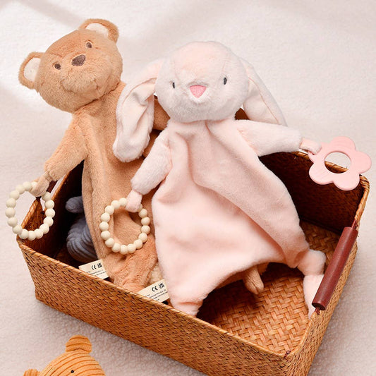 Soft Baby Comforter with Silicone Teether Rabbit – Newborn Soothing Toy