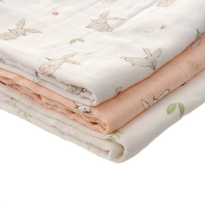 Soft Cotton Baby Muslin Cloth in Cute Bunny Prints